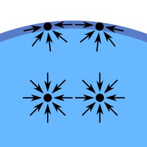 Surface tension due to cohesion